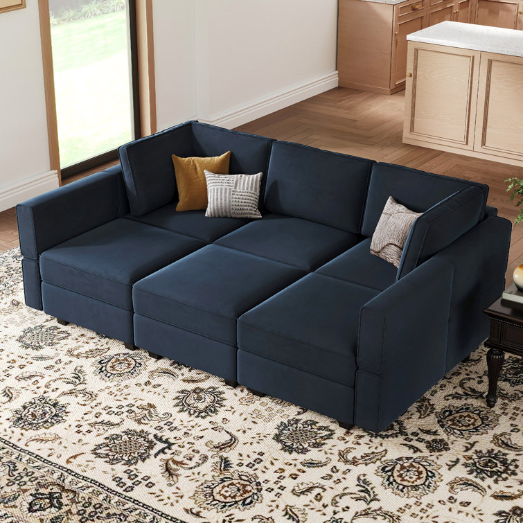 Hokku Designs Jersi 6 Storage Ottomans Sleeper - Velvet Sofa Hokku Designs Jersi 6 Storage Ottomans Sleeper - Velvet Sofa